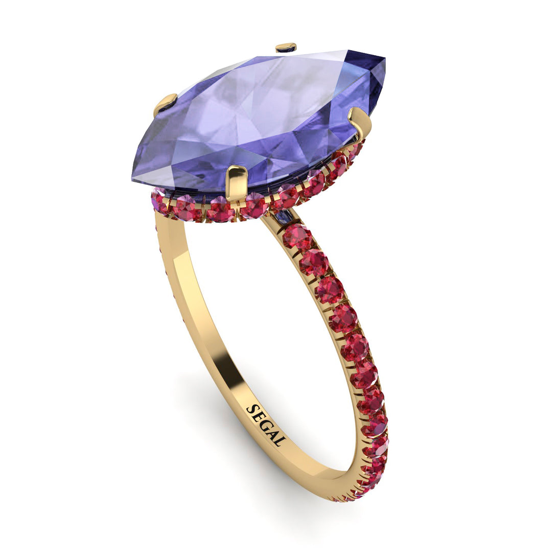 Hidden Halo Marquise Tanzanite Engagement Ring - Journey No. 210
