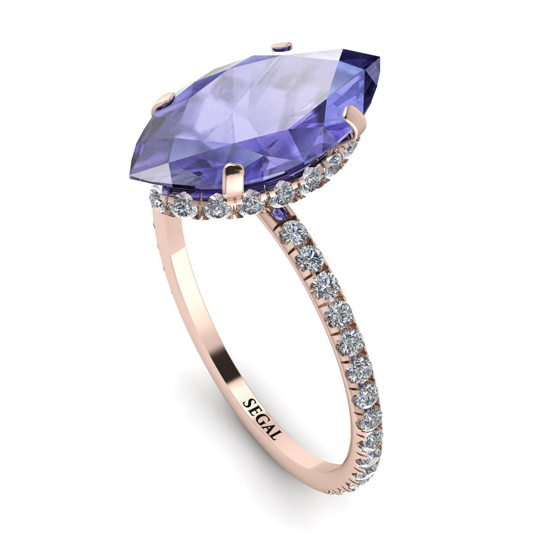 Hidden Halo Marquise Tanzanite Engagement Ring - Journey No. 202