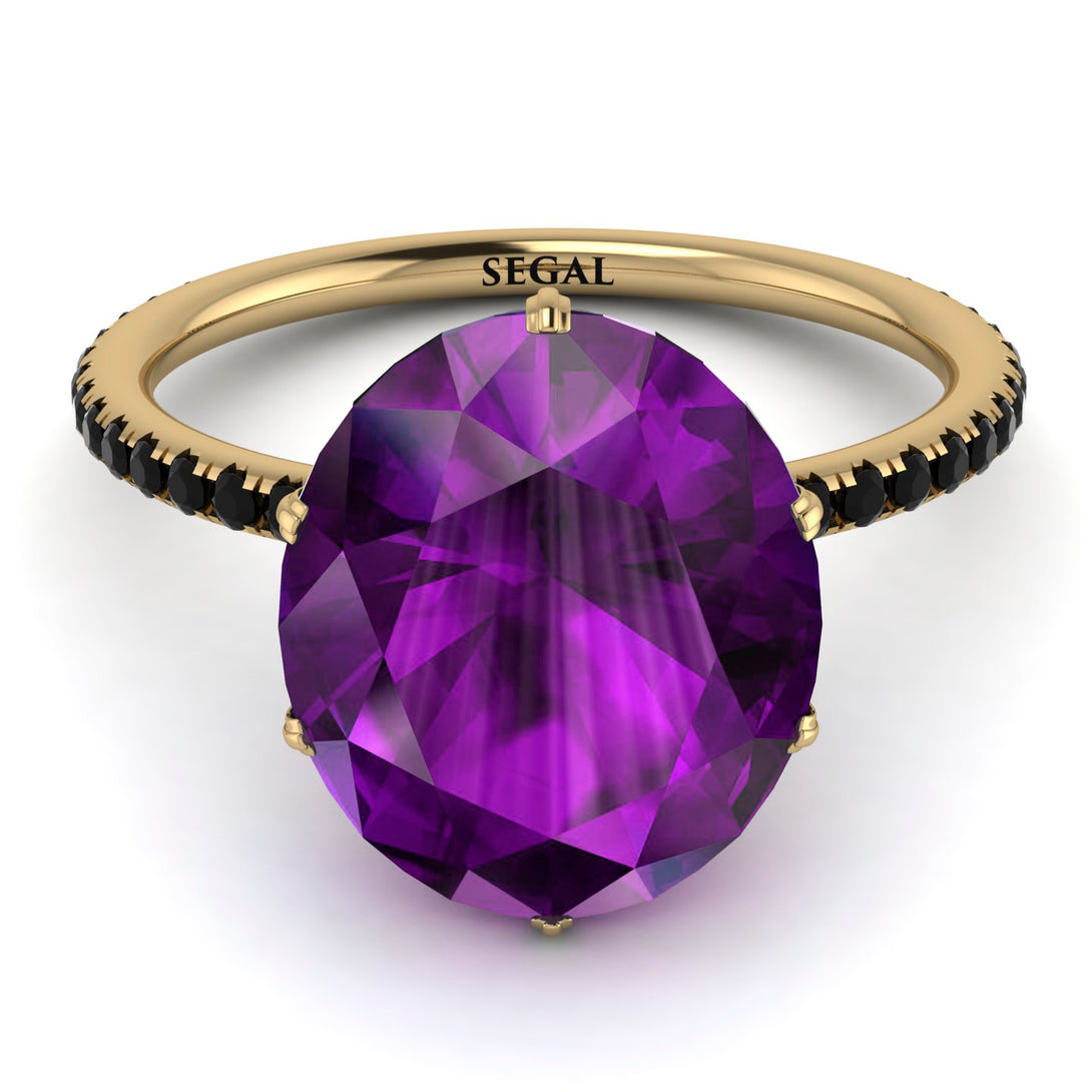 Hidden Halo Oval Amethyst Engagement Ring - Gemma No. 307