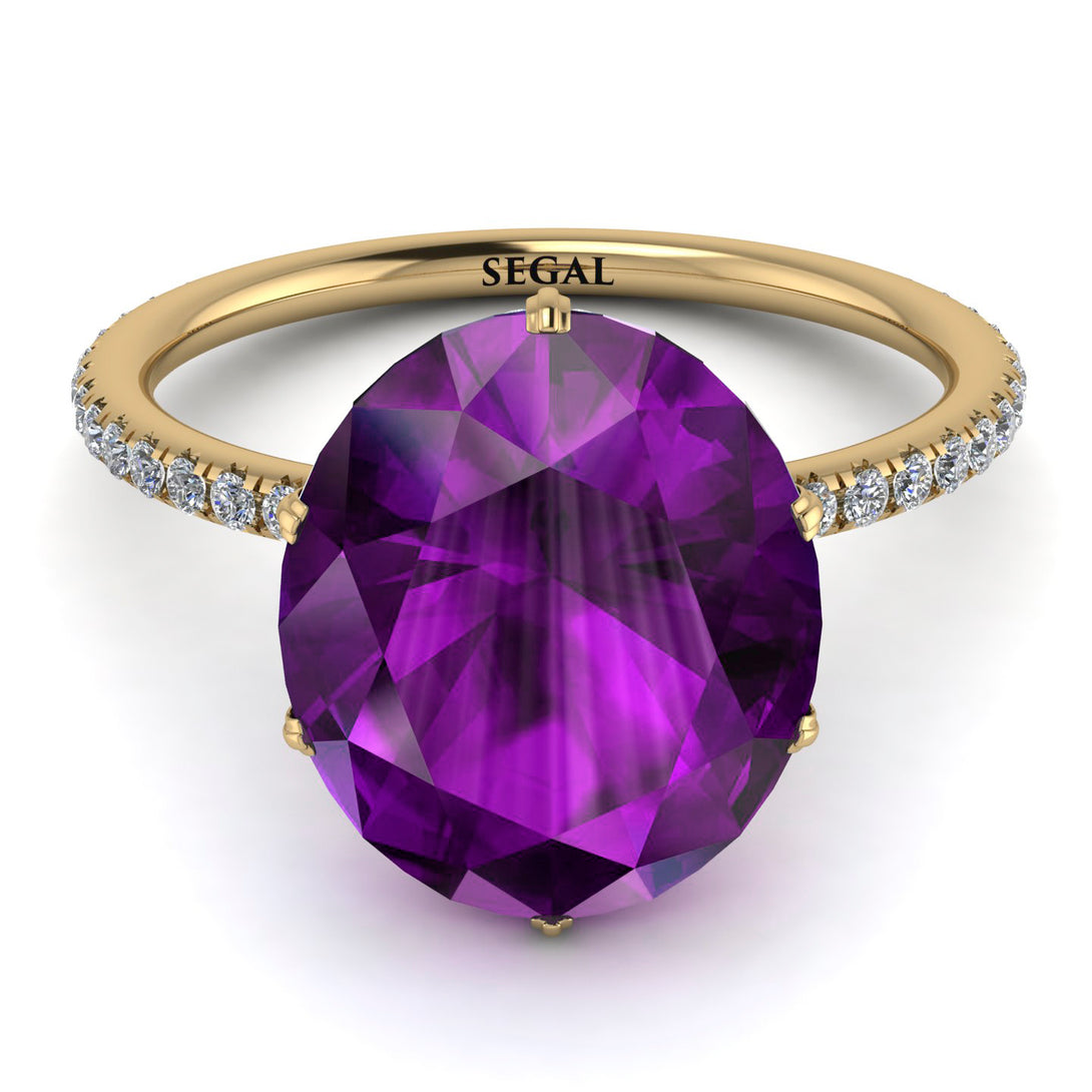 Hidden Halo Oval Amethyst Engagement Ring - Gemma No. 301