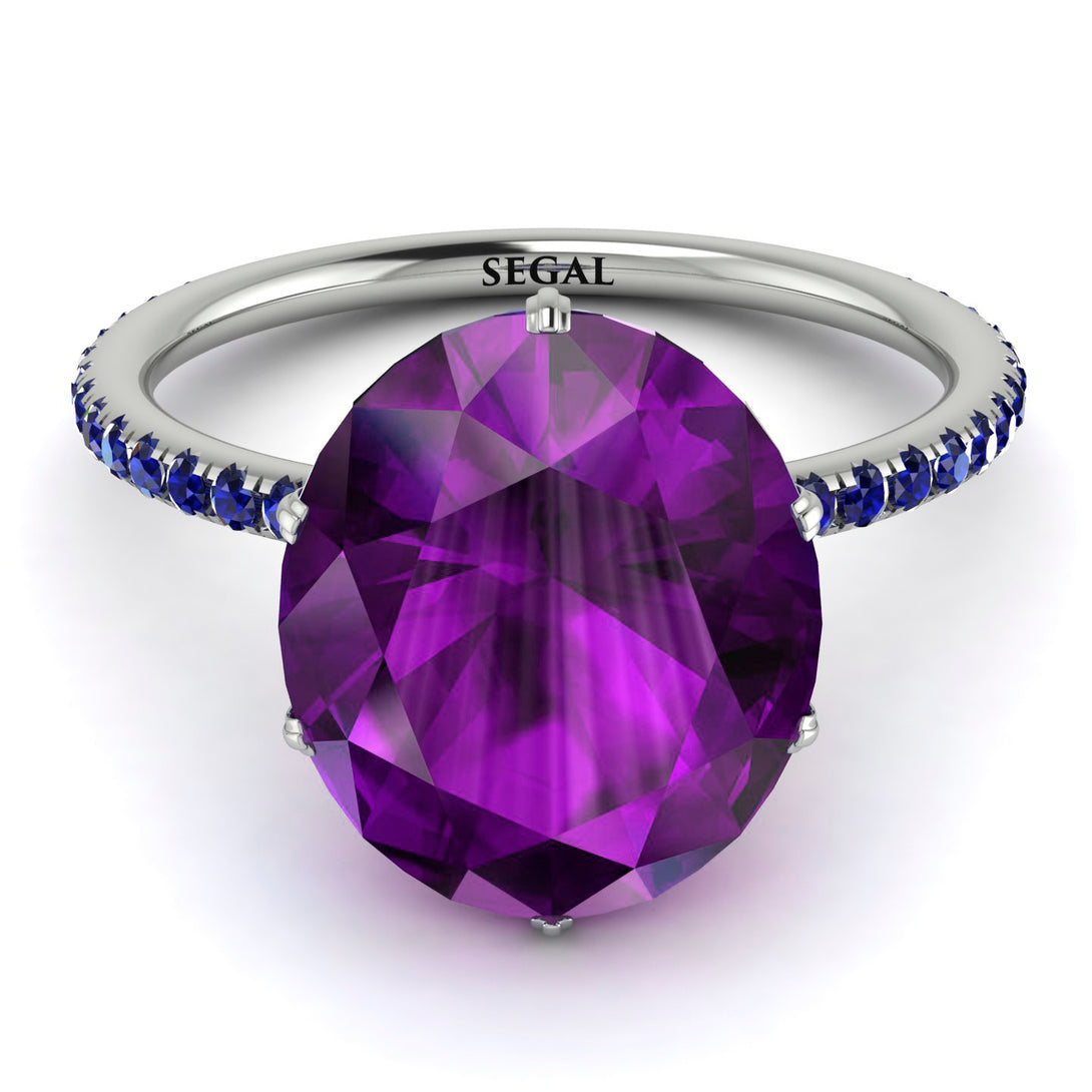 Hidden Halo Oval Amethyst Engagement Ring - Gemma No. 315
