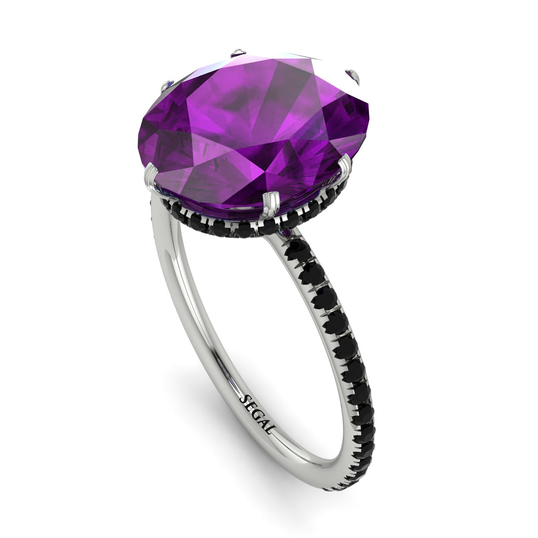 Hidden Halo Oval Amethyst Engagement Ring - Gemma No. 309
