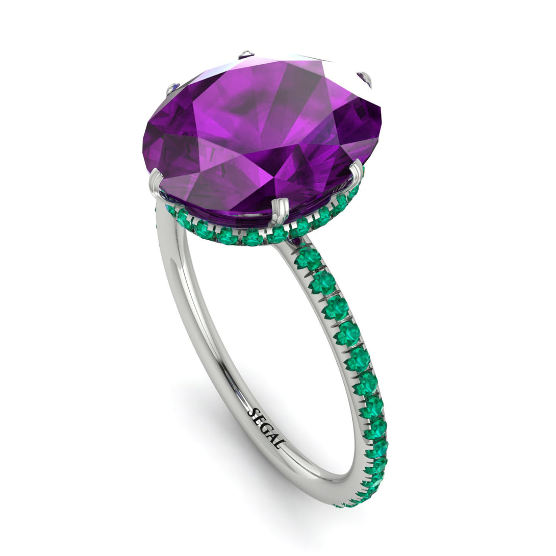 Hidden Halo Oval Amethyst Engagement Ring - Gemma No. 306