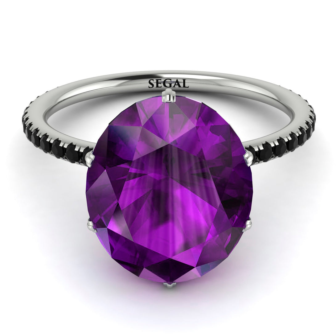 Hidden Halo Oval Amethyst Engagement Ring - Gemma No. 309