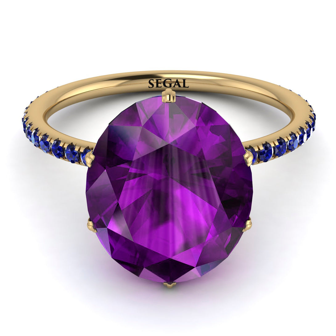 Hidden Halo Oval Amethyst Engagement Ring - Gemma No. 313