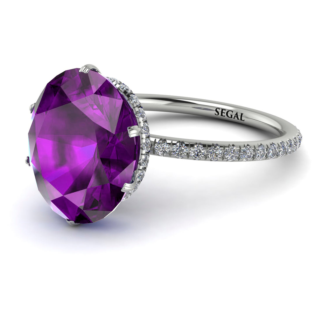 Hidden Halo Oval Amethyst Engagement Ring - Gemma No. 303
