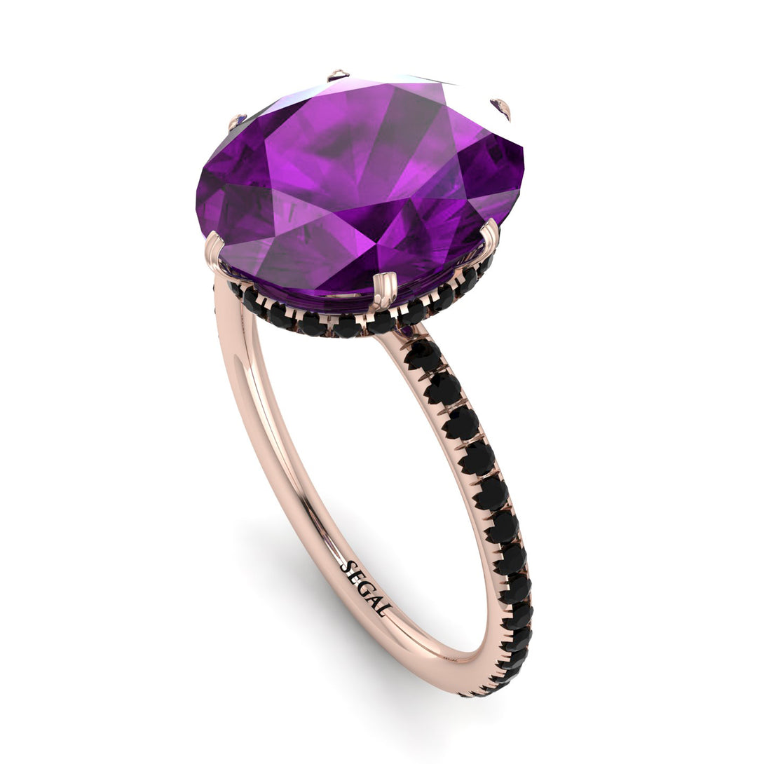 Hidden Halo Oval Amethyst Engagement Ring - Gemma No. 308