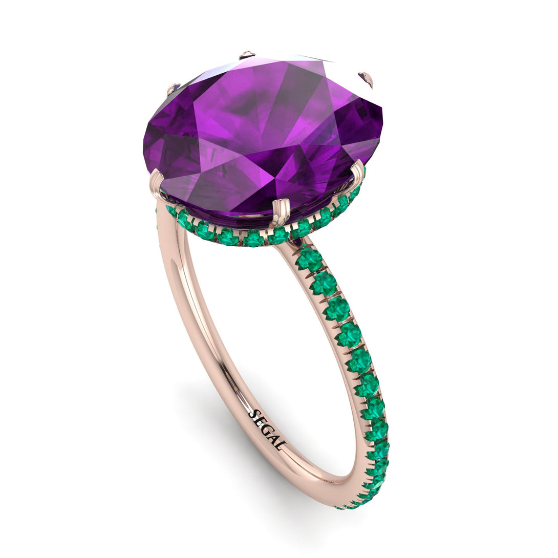 Hidden Halo Oval Amethyst Engagement Ring - Gemma No. 305