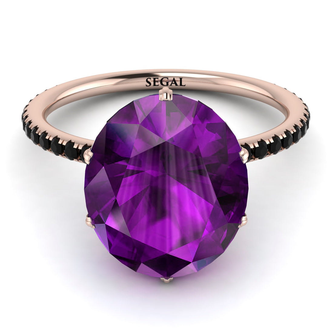 Hidden Halo Oval Amethyst Engagement Ring - Gemma No. 308