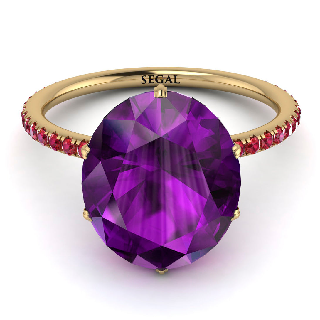 Hidden Halo Oval Amethyst Engagement Ring - Gemma No. 310