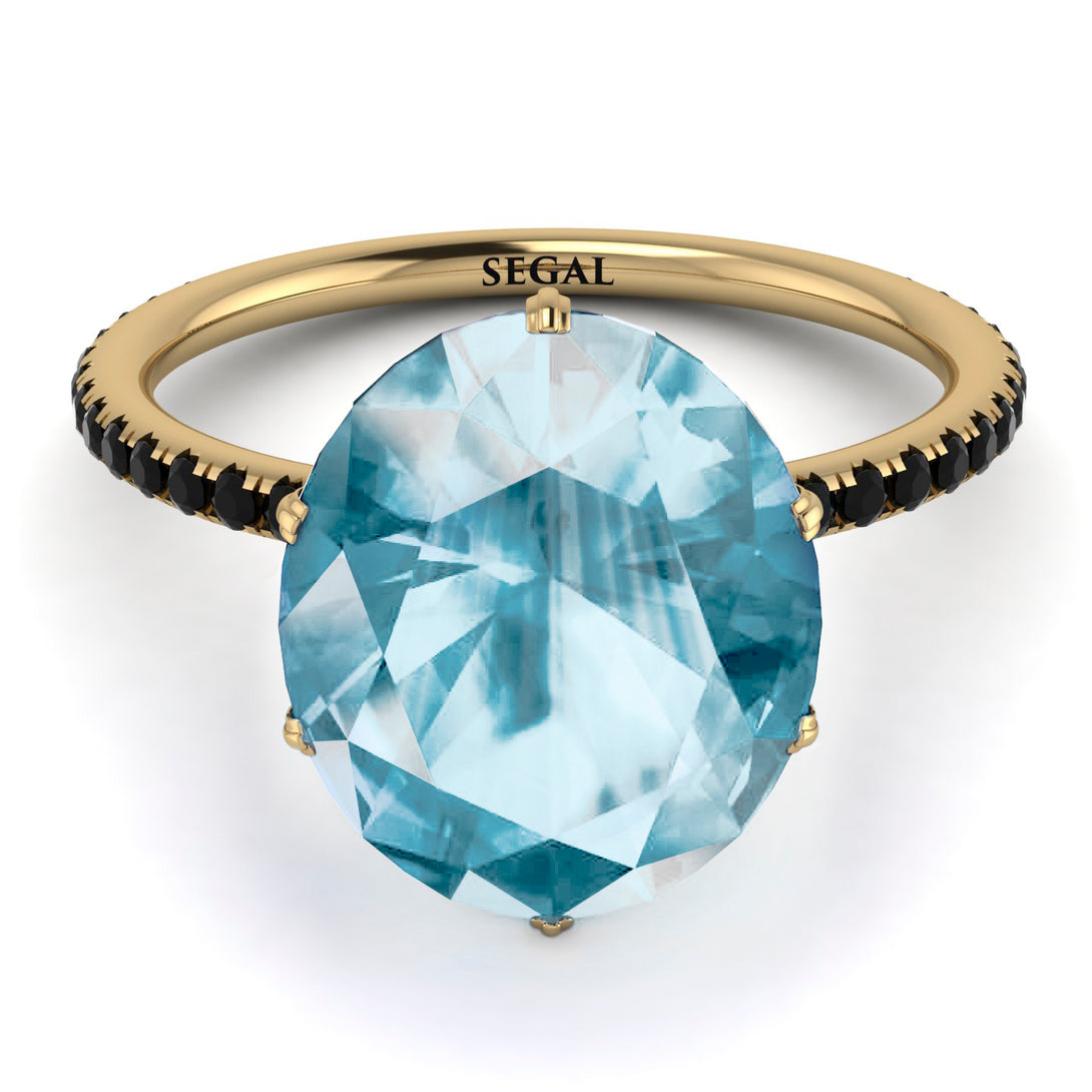 Hidden Halo Oval Aquamarine Engagement Ring - Gemma No. 407