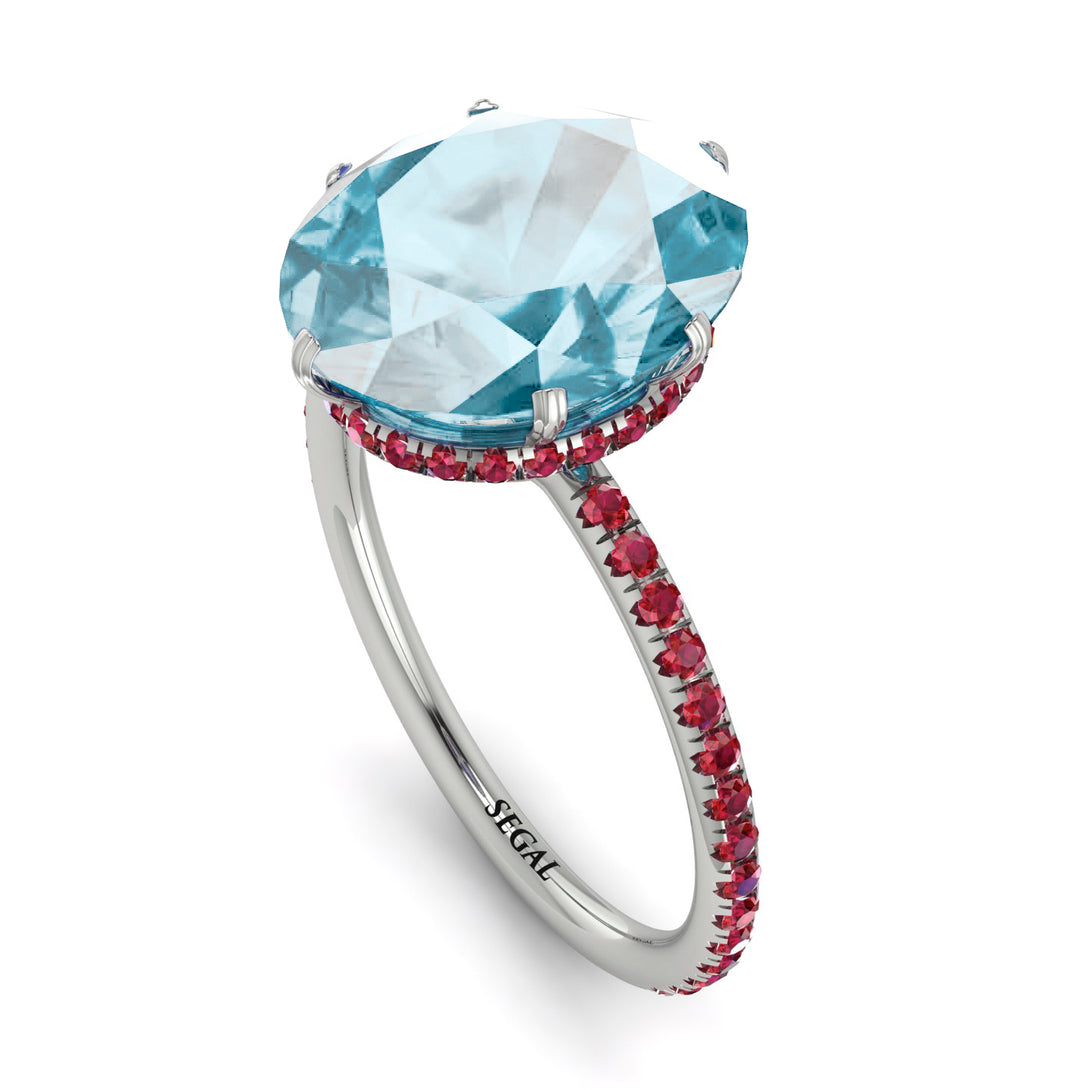 Hidden Halo Oval Aquamarine Engagement Ring - Gemma No. 412
