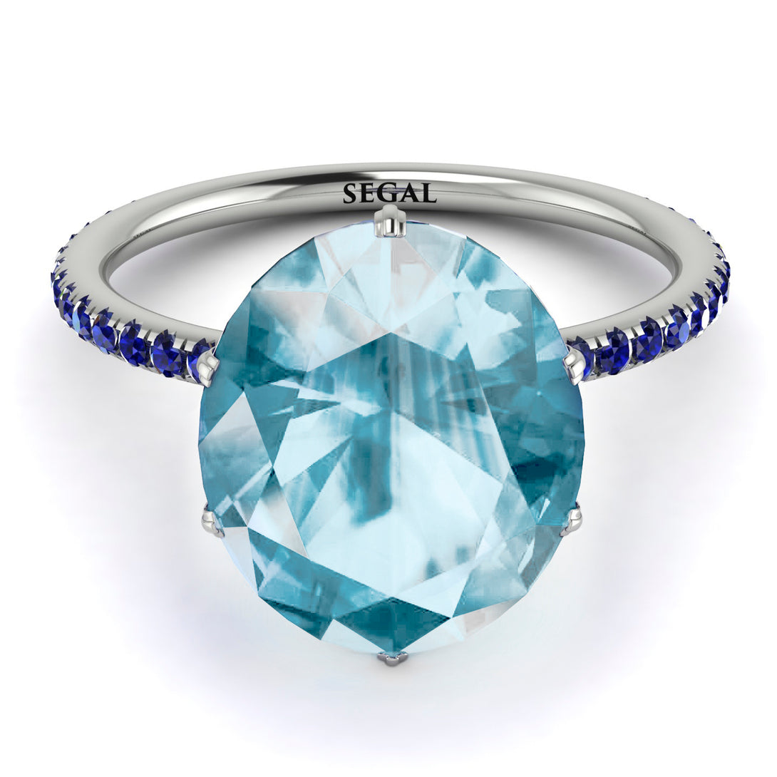 Hidden Halo Oval Aquamarine Engagement Ring - Gemma No. 415