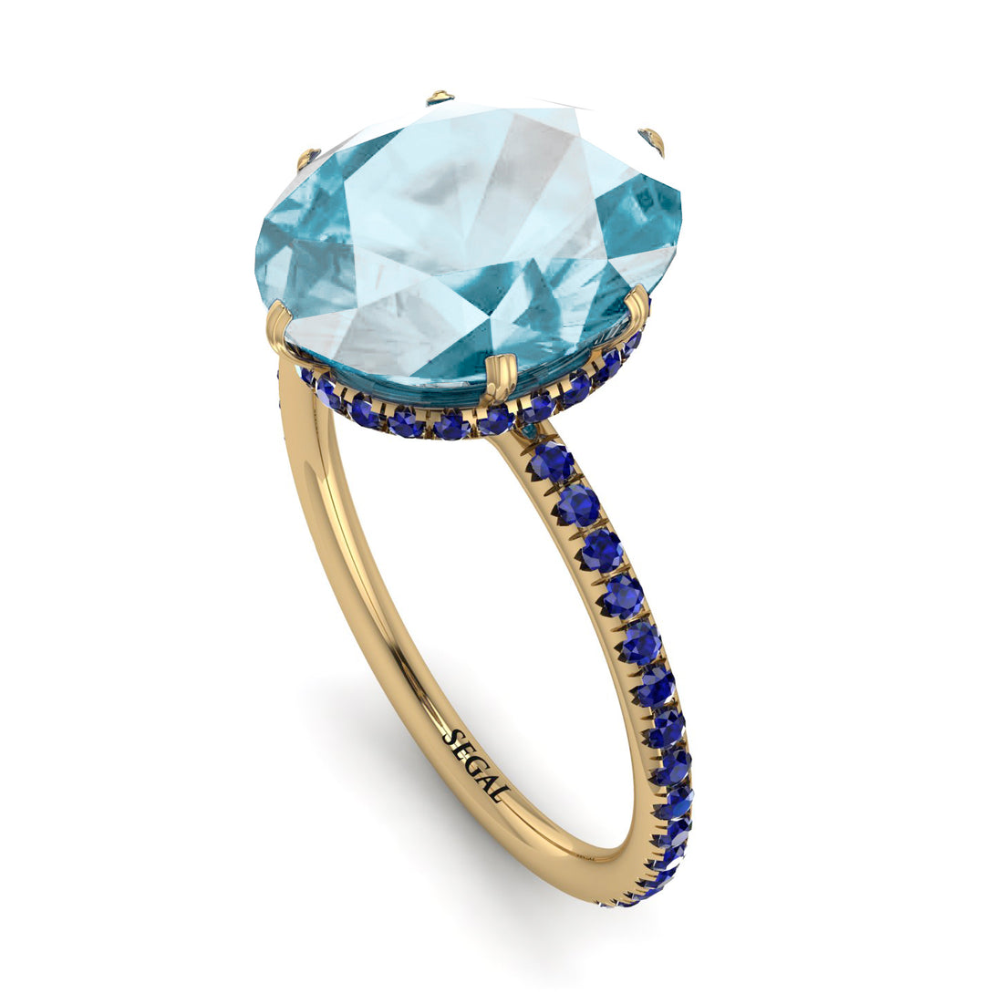 Hidden Halo Oval Aquamarine Engagement Ring - Gemma No. 413