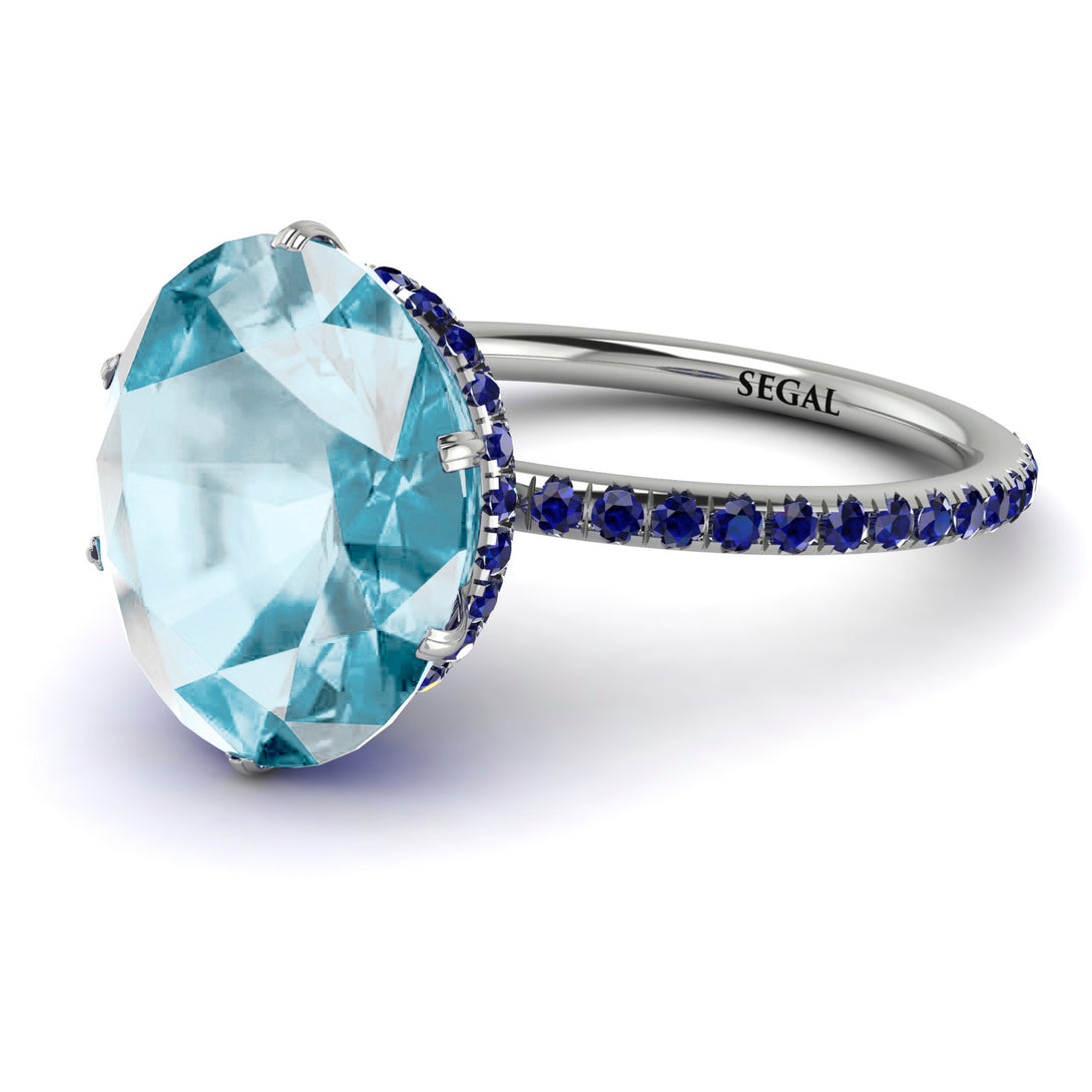 Hidden Halo Oval Aquamarine Engagement Ring - Gemma No. 415