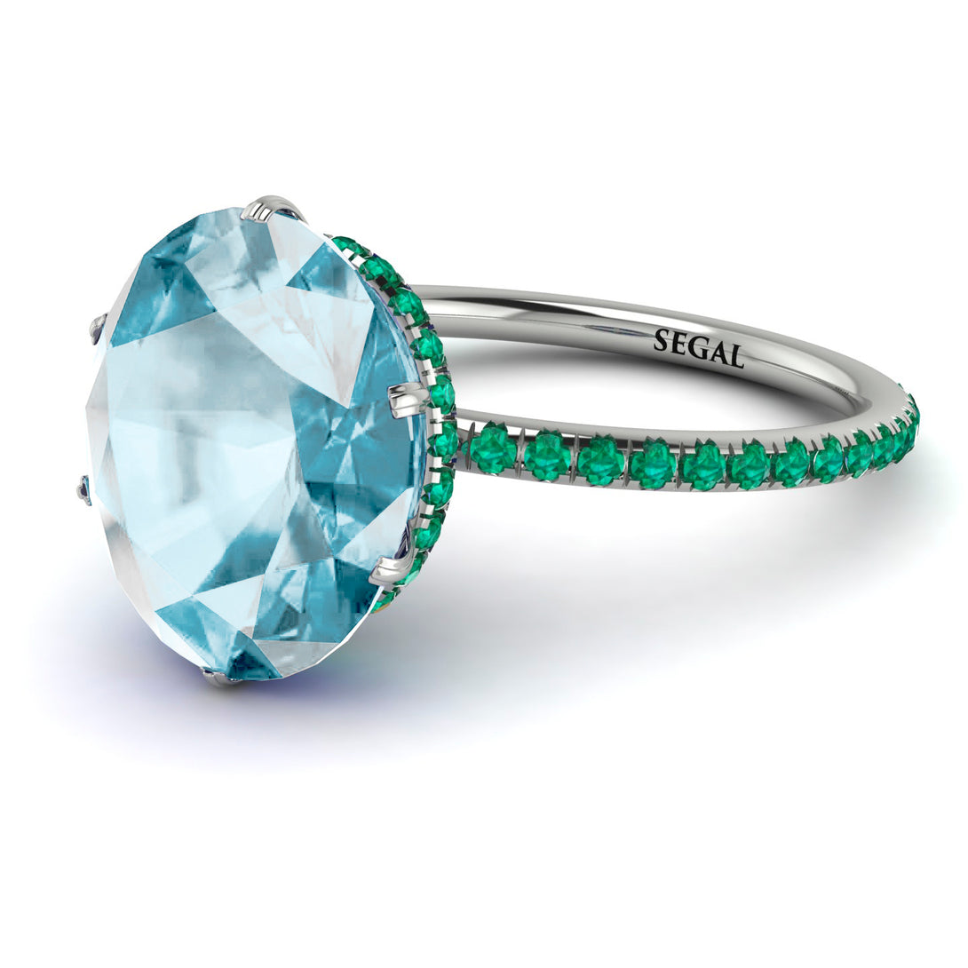 Hidden Halo Oval Aquamarine Engagement Ring - Gemma No. 406