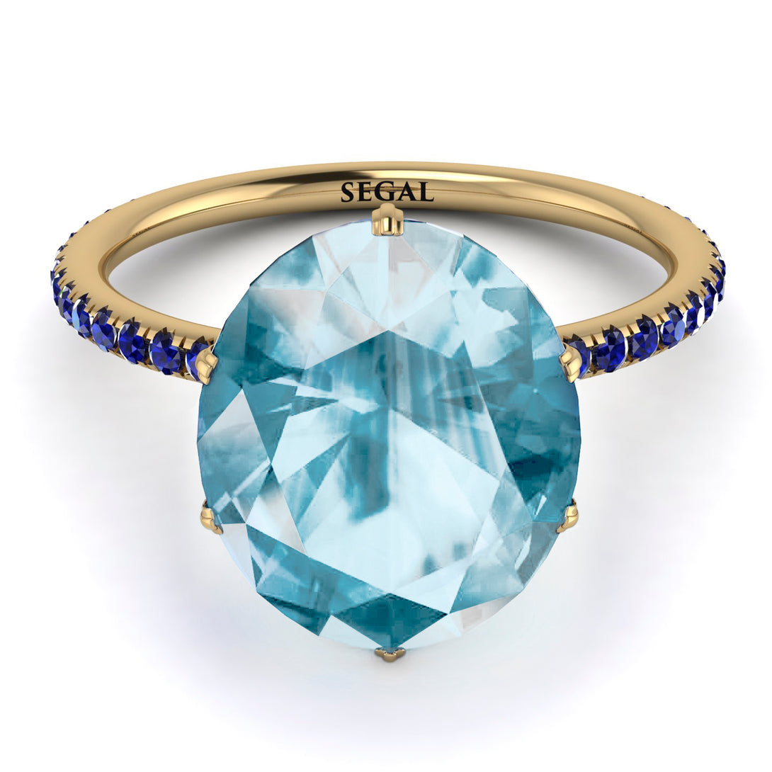 Hidden Halo Oval Aquamarine Engagement Ring - Gemma No. 413