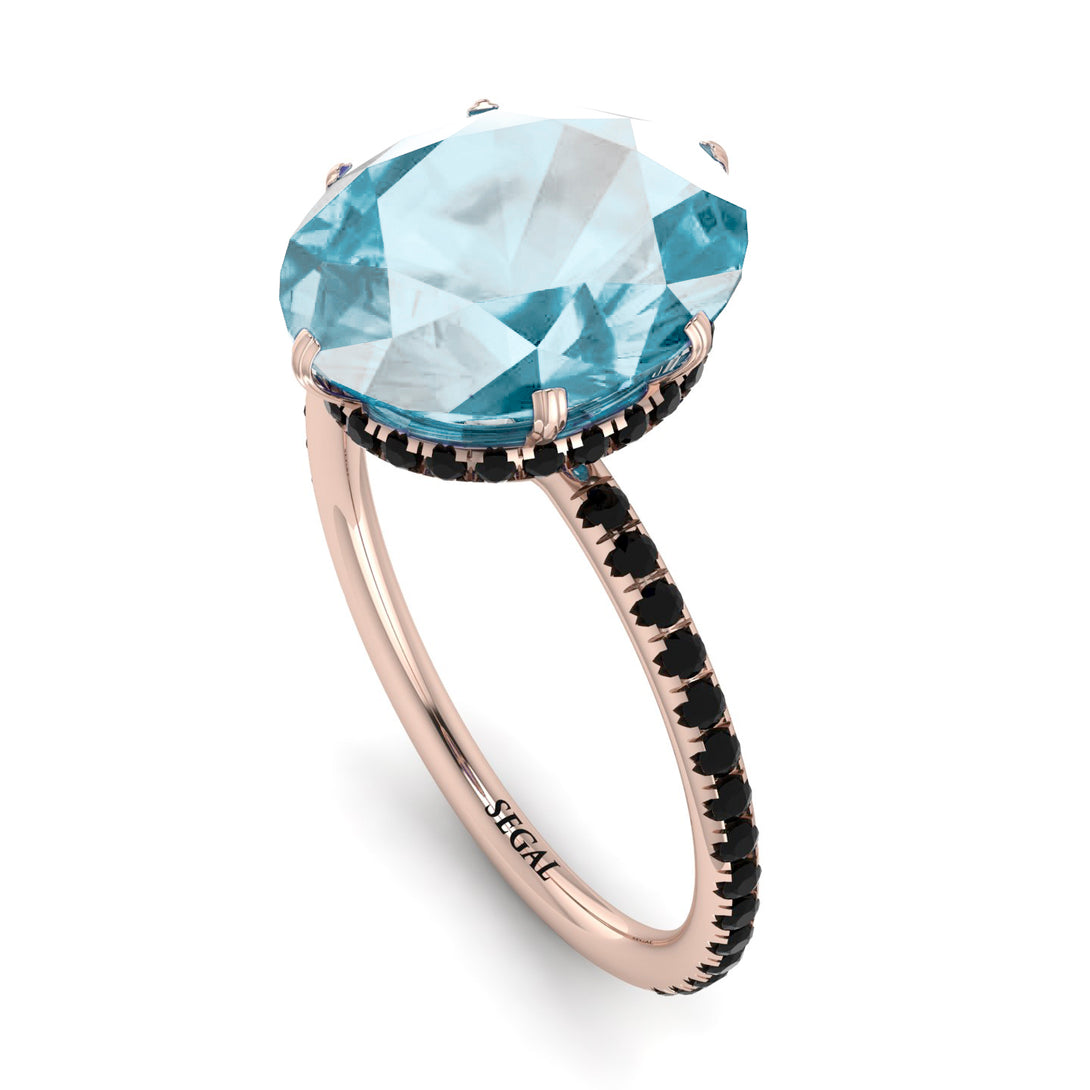 Hidden Halo Oval Aquamarine Engagement Ring - Gemma No. 408