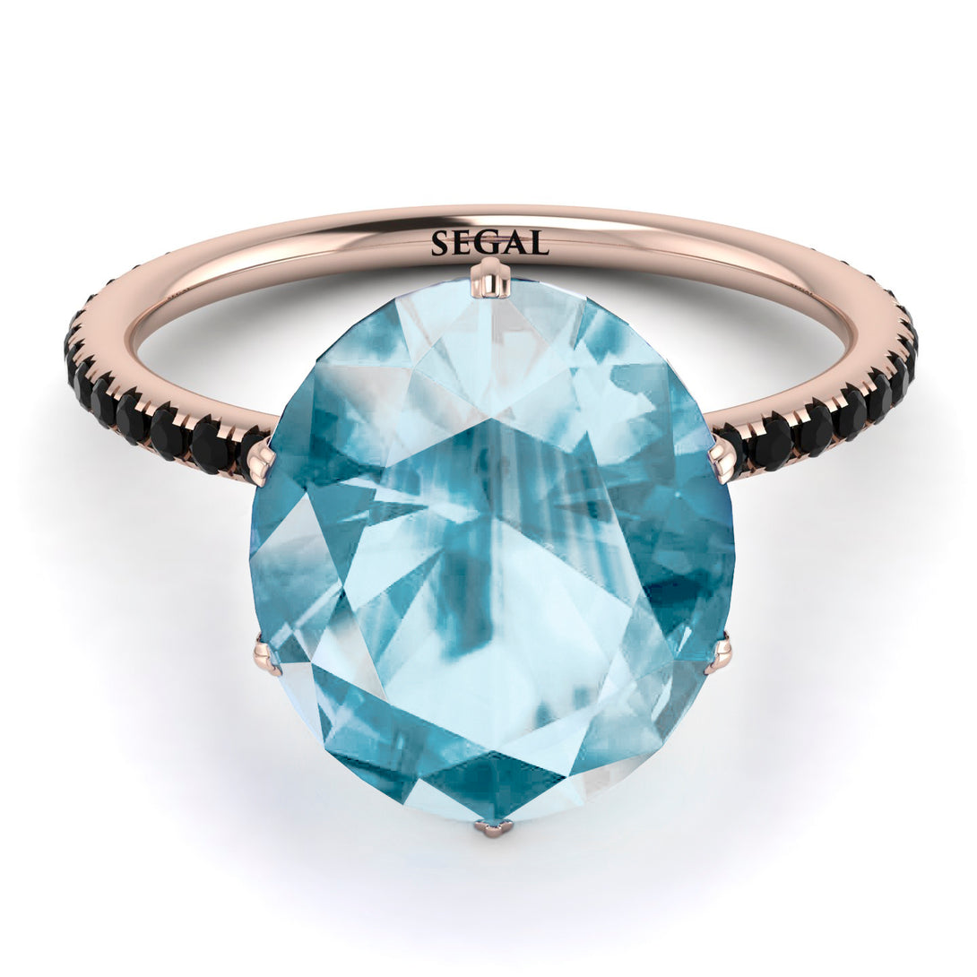Hidden Halo Oval Aquamarine Engagement Ring - Gemma No. 408