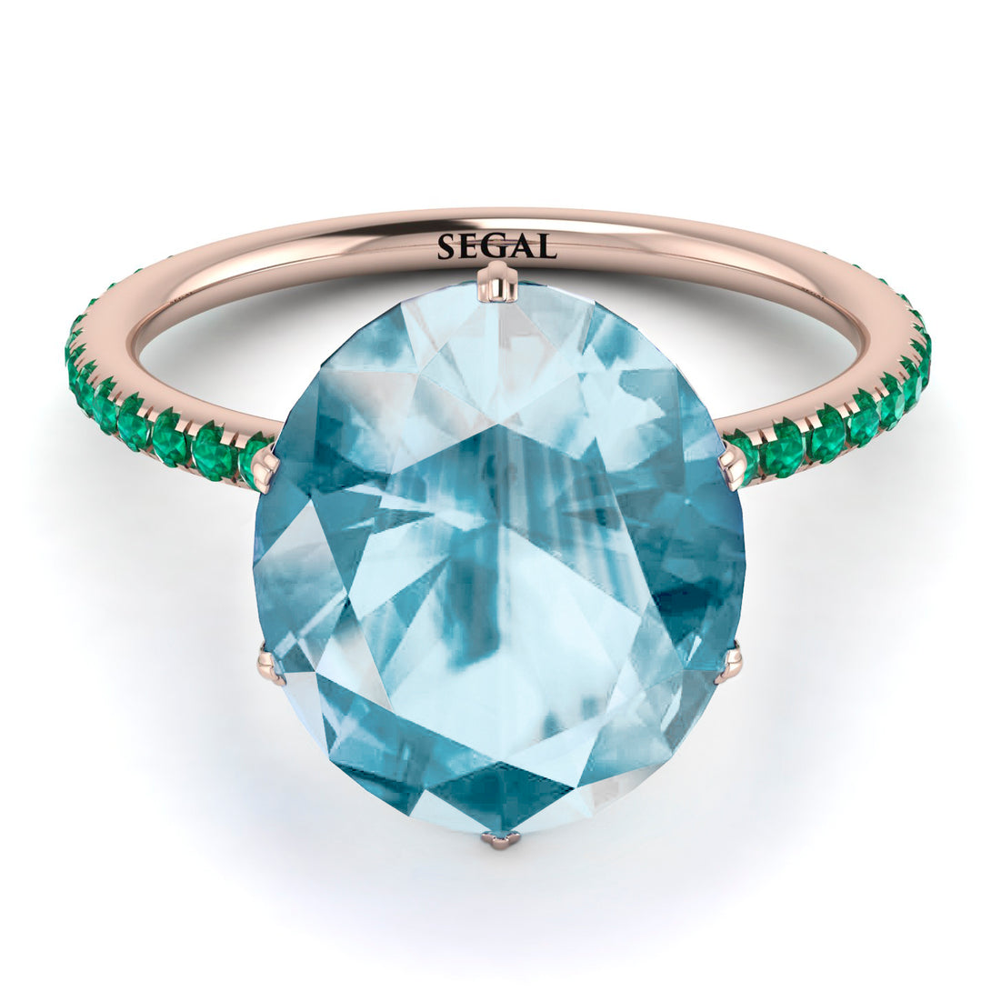 Hidden Halo Oval Aquamarine Engagement Ring - Gemma No. 405