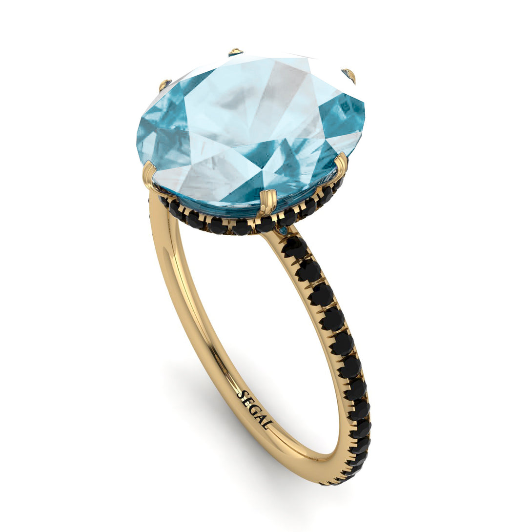 Hidden Halo Oval Aquamarine Engagement Ring - Gemma No. 407