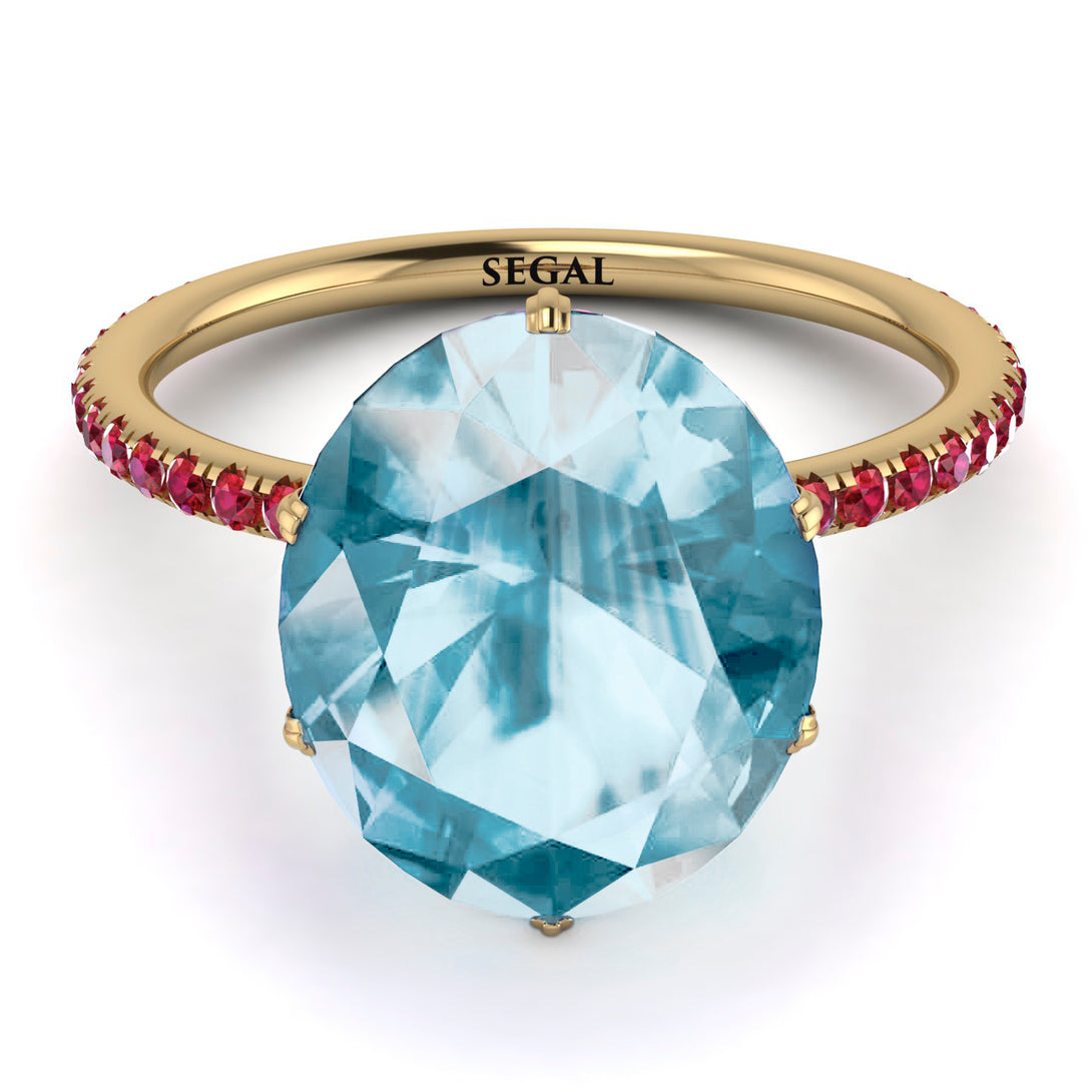 Hidden Halo Oval Aquamarine Engagement Ring - Gemma No. 410