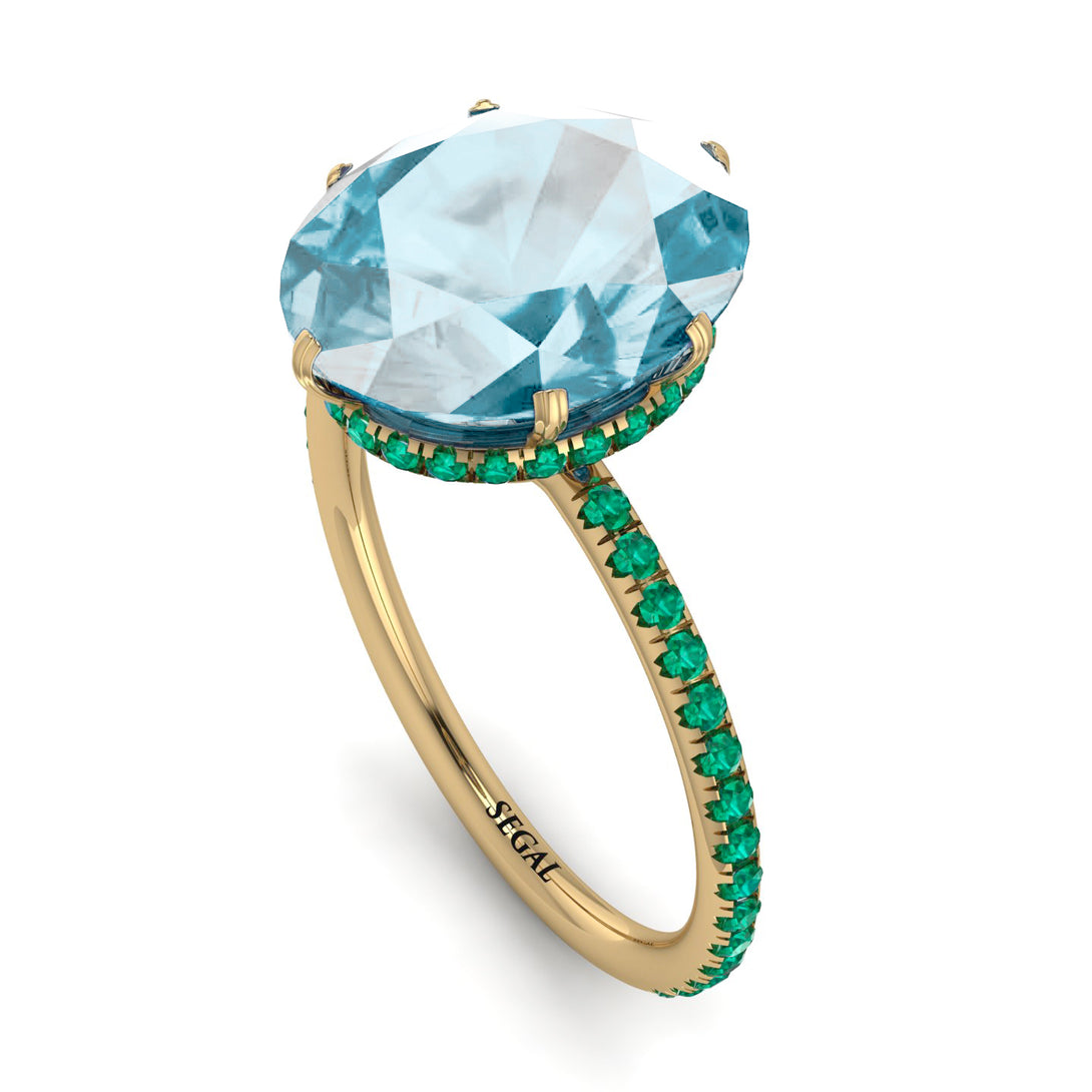 Hidden Halo Oval Aquamarine Engagement Ring - Gemma No. 404