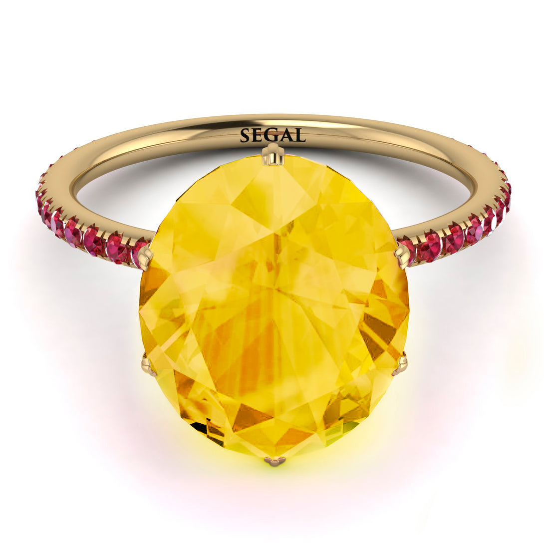 Hidden Halo Oval Citrine Engagement Ring - Gemma No. 610