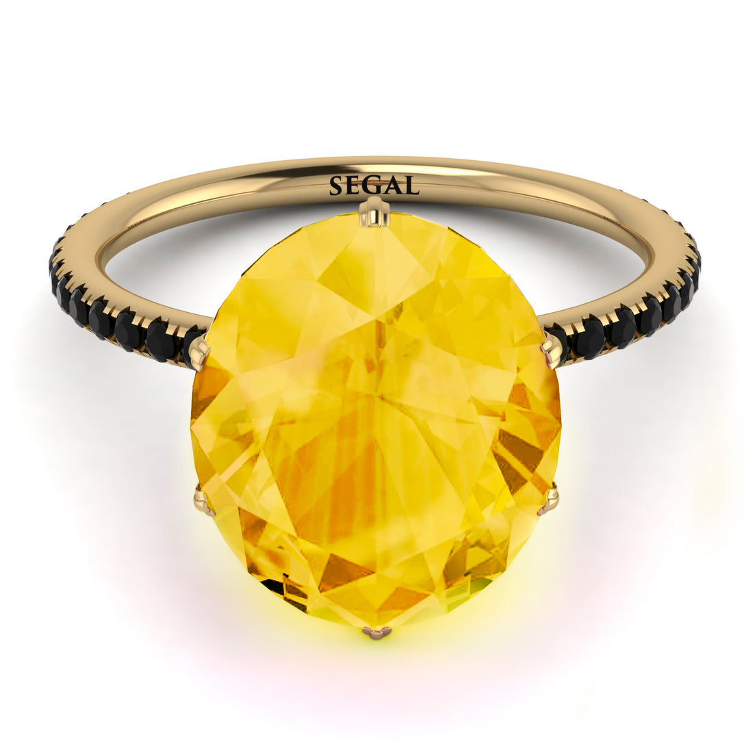 Hidden Halo Oval Citrine Engagement Ring - Gemma No. 607