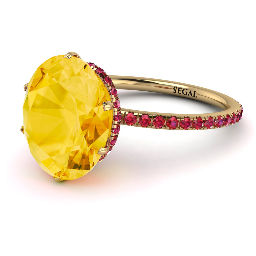 Hidden Halo Oval Citrine Engagement Ring - Gemma No. 610