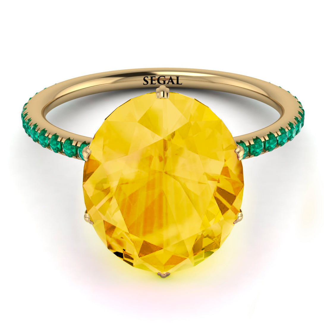 Hidden Halo Oval Citrine Engagement Ring - Gemma No. 604