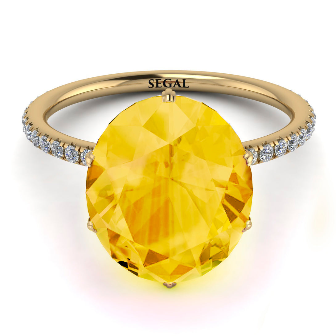 Hidden Halo Oval Citrine Engagement Ring - Gemma No. 601