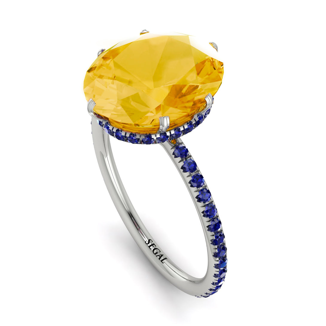 Hidden Halo Oval Citrine Engagement Ring - Gemma No. 615