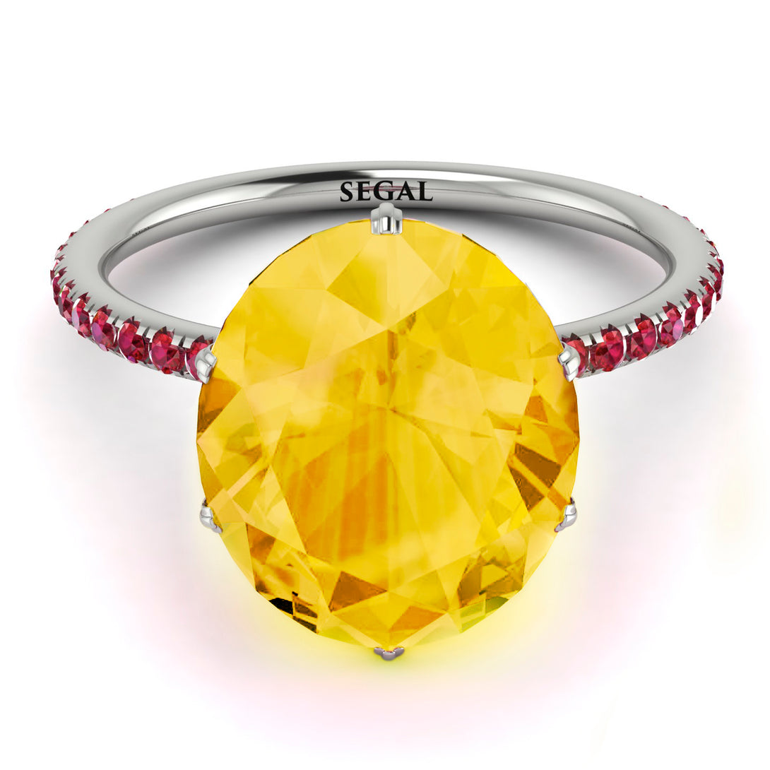 Hidden Halo Oval Citrine Engagement Ring - Gemma No. 612