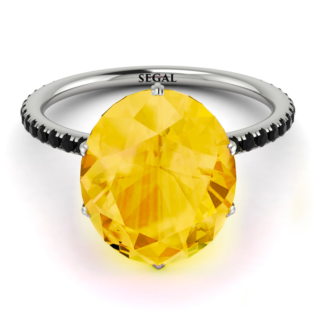 Hidden Halo Oval Citrine Engagement Ring - Gemma No. 609