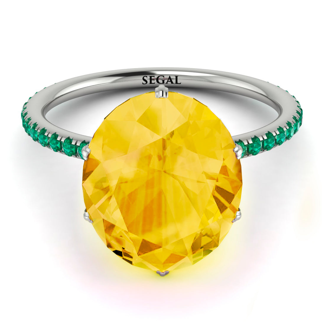Hidden Halo Oval Citrine Engagement Ring - Gemma No. 606