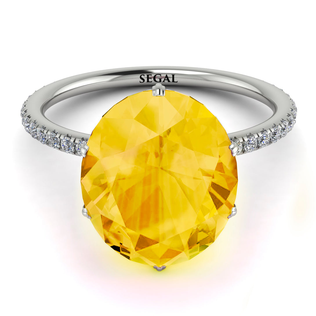 Hidden Halo Oval Citrine Engagement Ring - Gemma No. 603