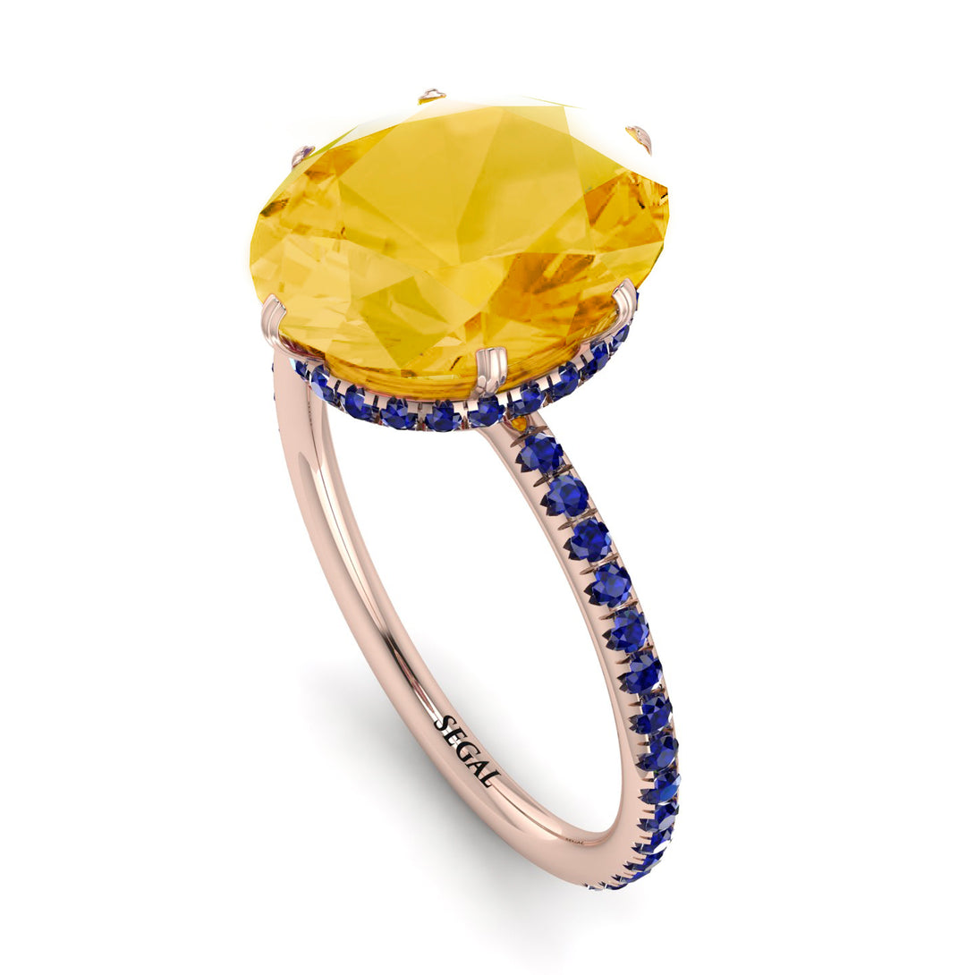 Hidden Halo Oval Citrine Engagement Ring - Gemma No. 614