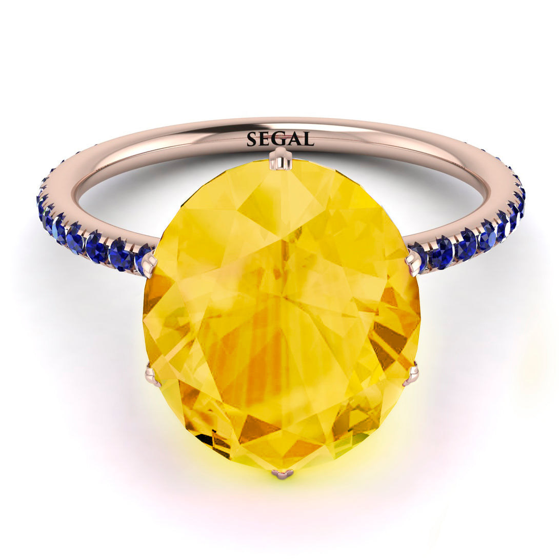 Hidden Halo Oval Citrine Engagement Ring - Gemma No. 614