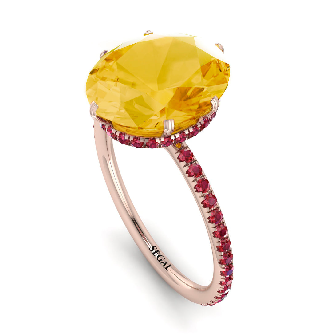 Hidden Halo Oval Citrine Engagement Ring - Gemma No. 611