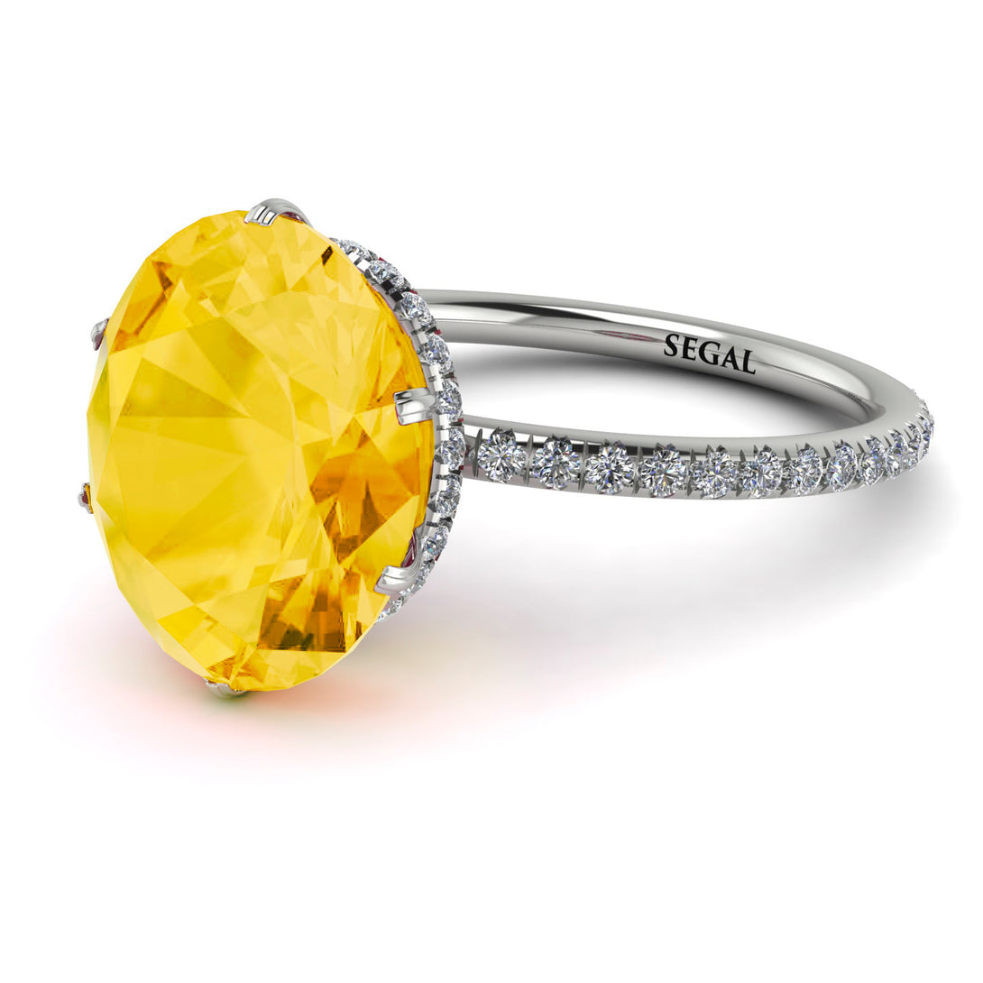 Hidden Halo Oval Citrine Engagement Ring - Gemma No. 603