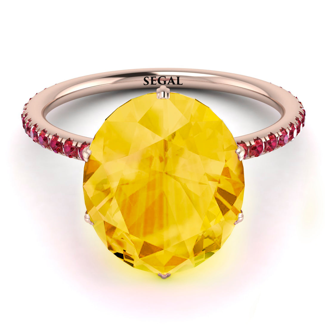 Hidden Halo Oval Citrine Engagement Ring - Gemma No. 611