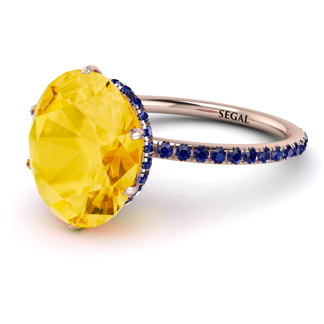 Hidden Halo Oval Citrine Engagement Ring - Gemma No. 614