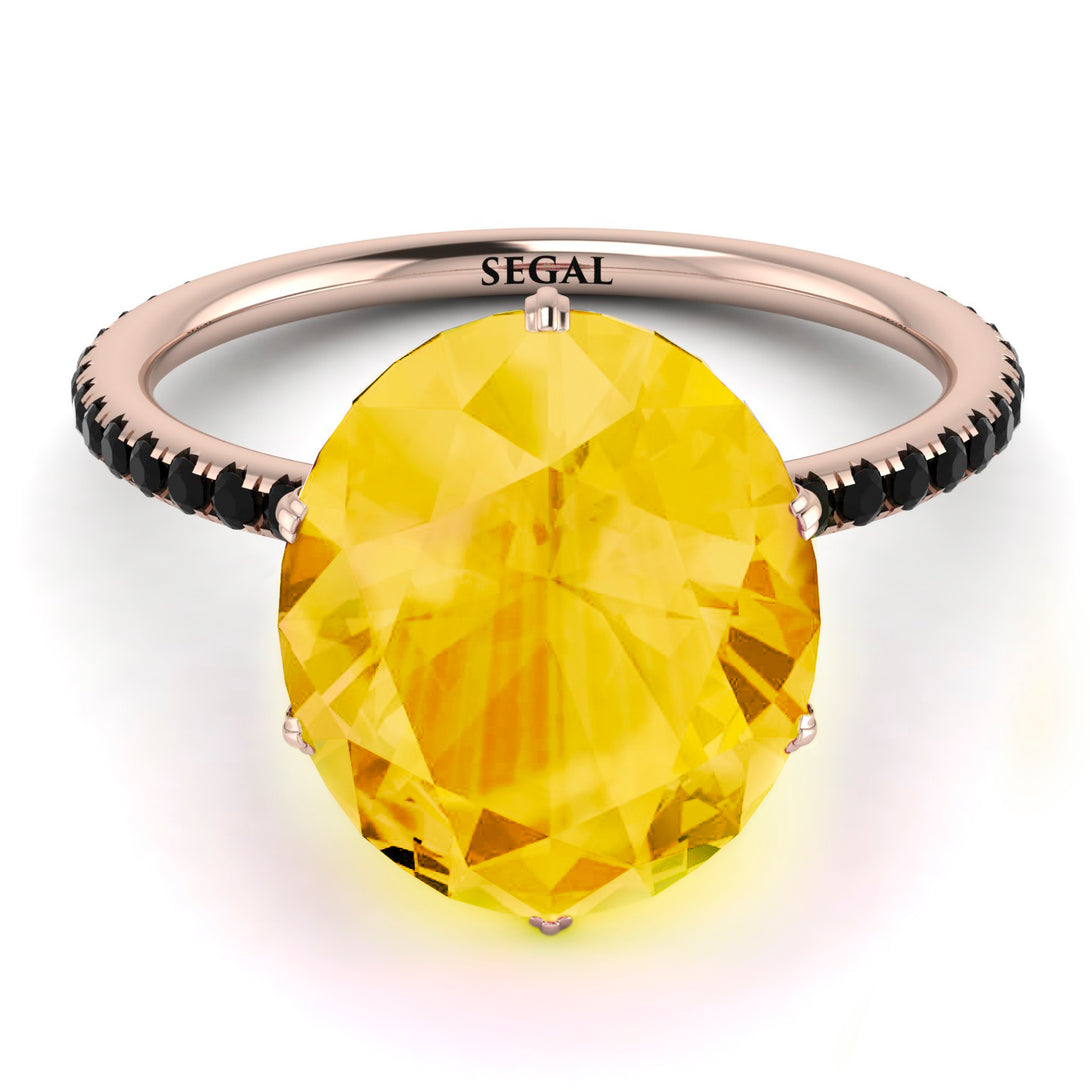 Hidden Halo Oval Citrine Engagement Ring - Gemma No. 608