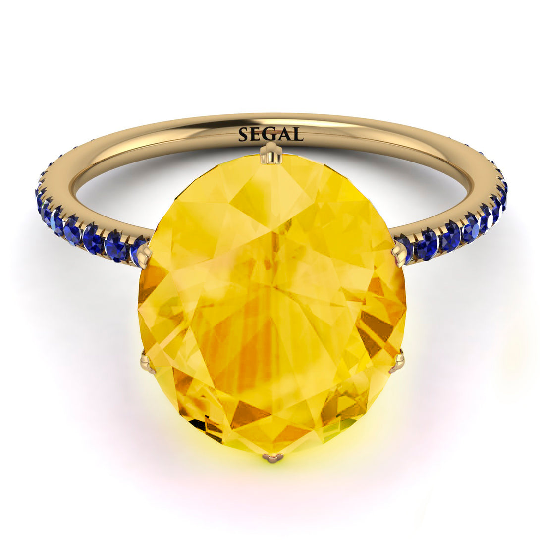 Hidden Halo Oval Citrine Engagement Ring - Gemma No. 613