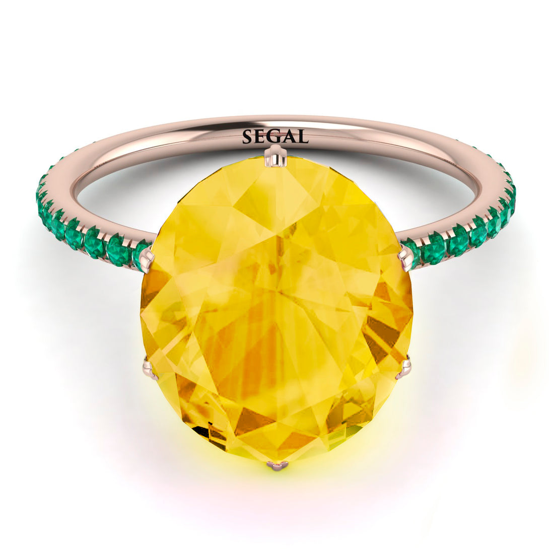Hidden Halo Oval Citrine Engagement Ring - Gemma No. 605