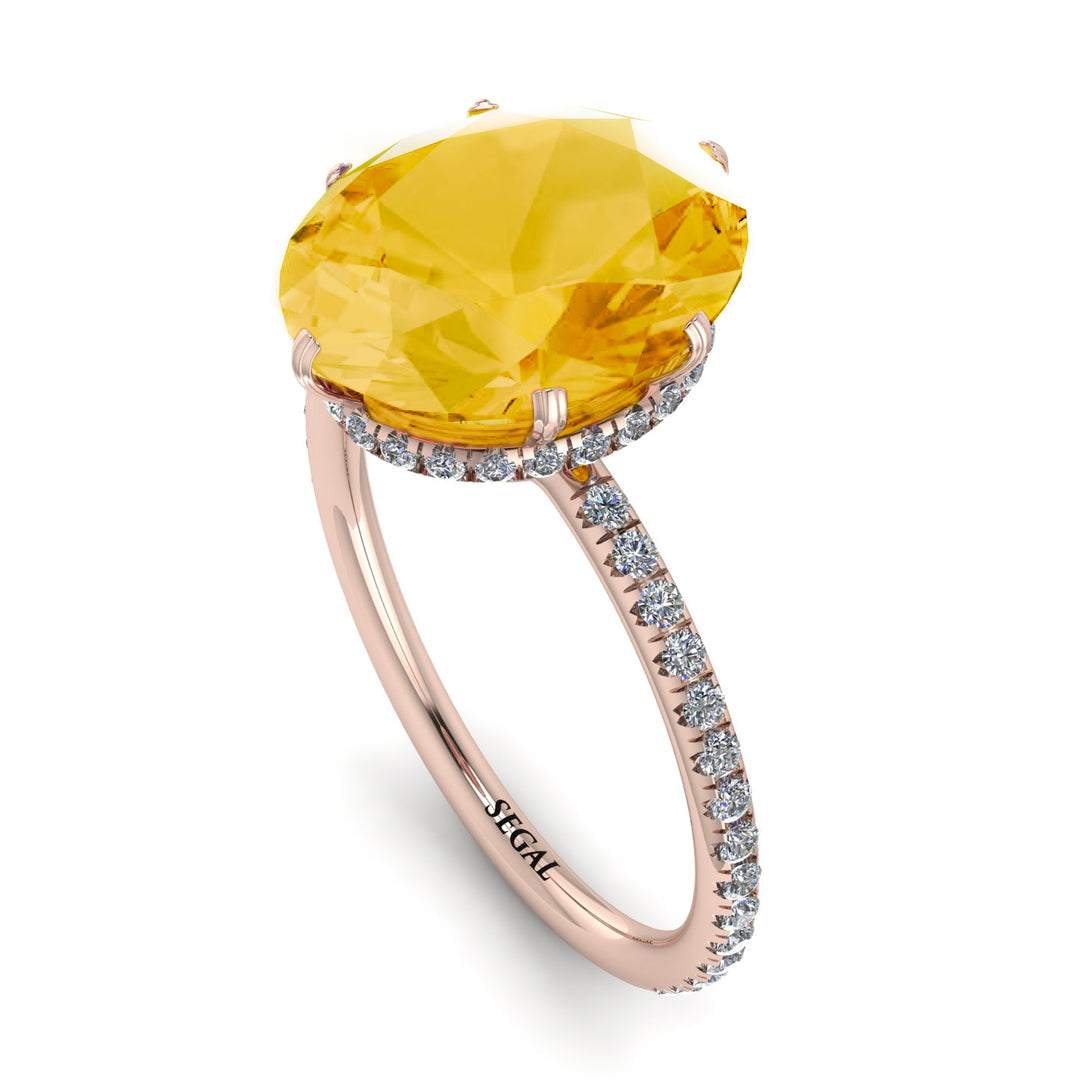 Hidden Halo Oval Citrine Engagement Ring - Gemma No. 602