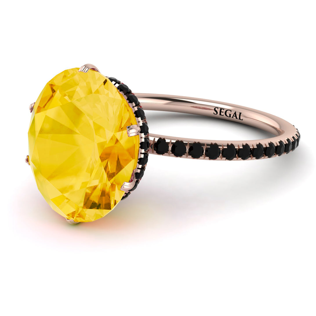 Hidden Halo Oval Citrine Engagement Ring - Gemma No. 608
