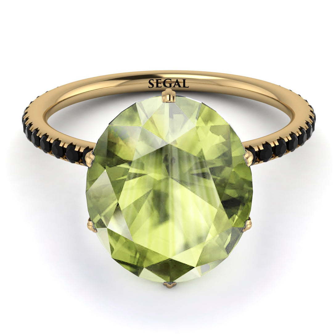 Hidden Halo Oval Peridot Engagement Ring - Gemma No. 707