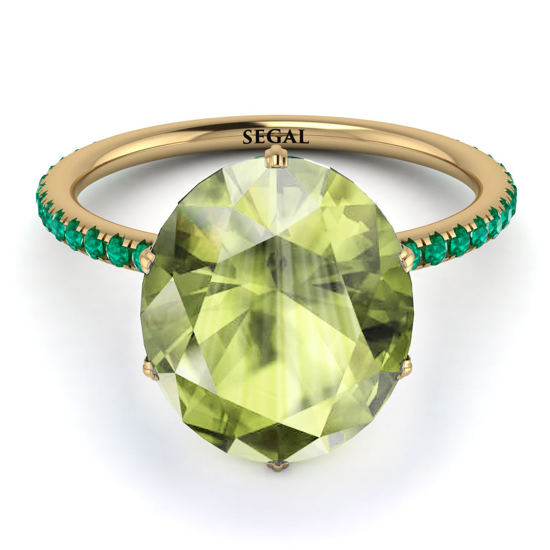 Hidden Halo Oval Peridot Engagement Ring - Gemma No. 704
